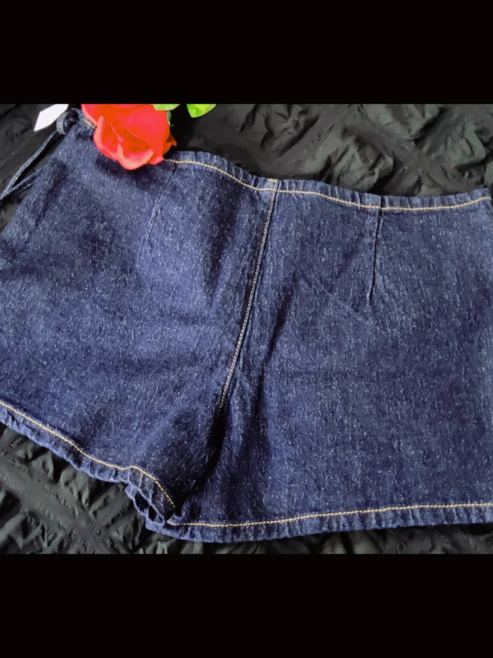 No Boundaries Dark Blue Denim Wrap Shorts with Patch Pocket